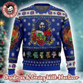 Grateful Dead Jerry Garcia Trippie Style Knitted Blue Ugly Christmas Sweater