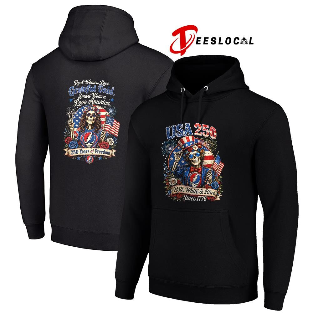 Grateful Dead USA 250 since 1776 red white and blue real women love graphic shirt