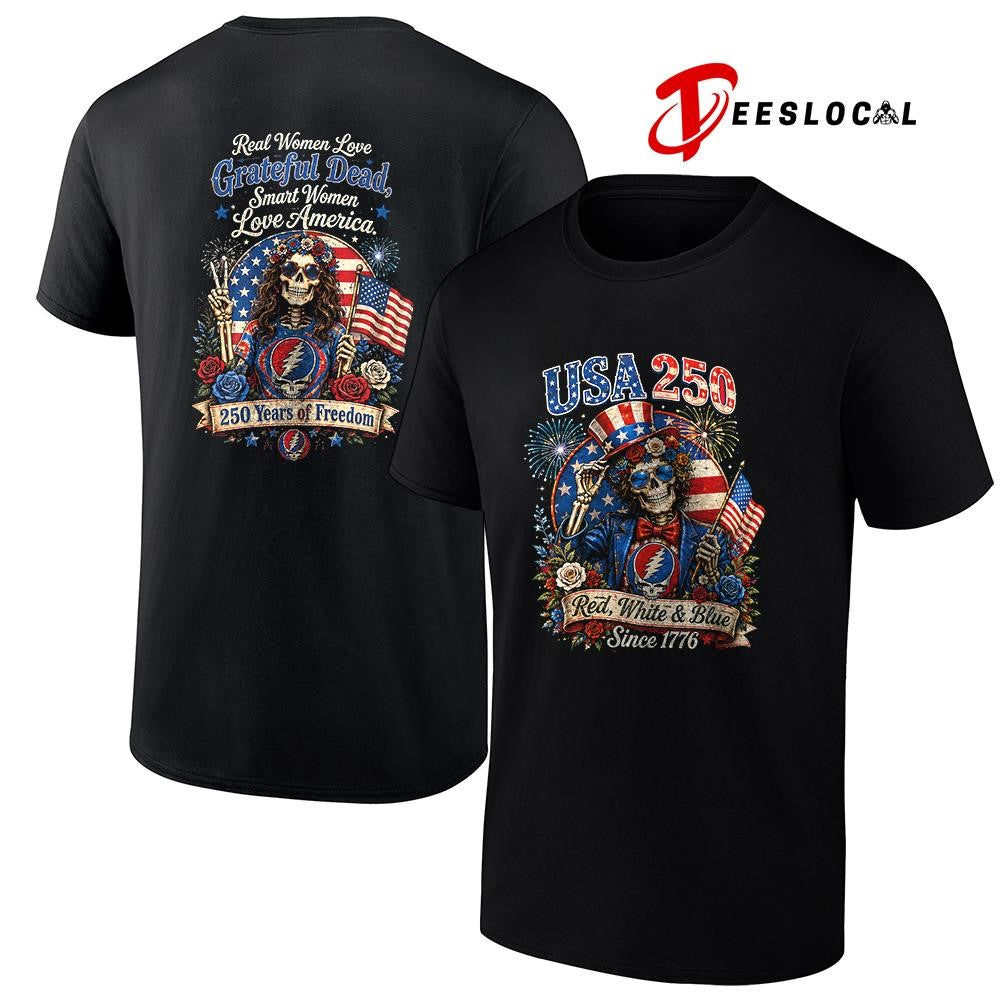 Grateful Dead USA 250 since 1776 red white and blue real women love graphic shirt