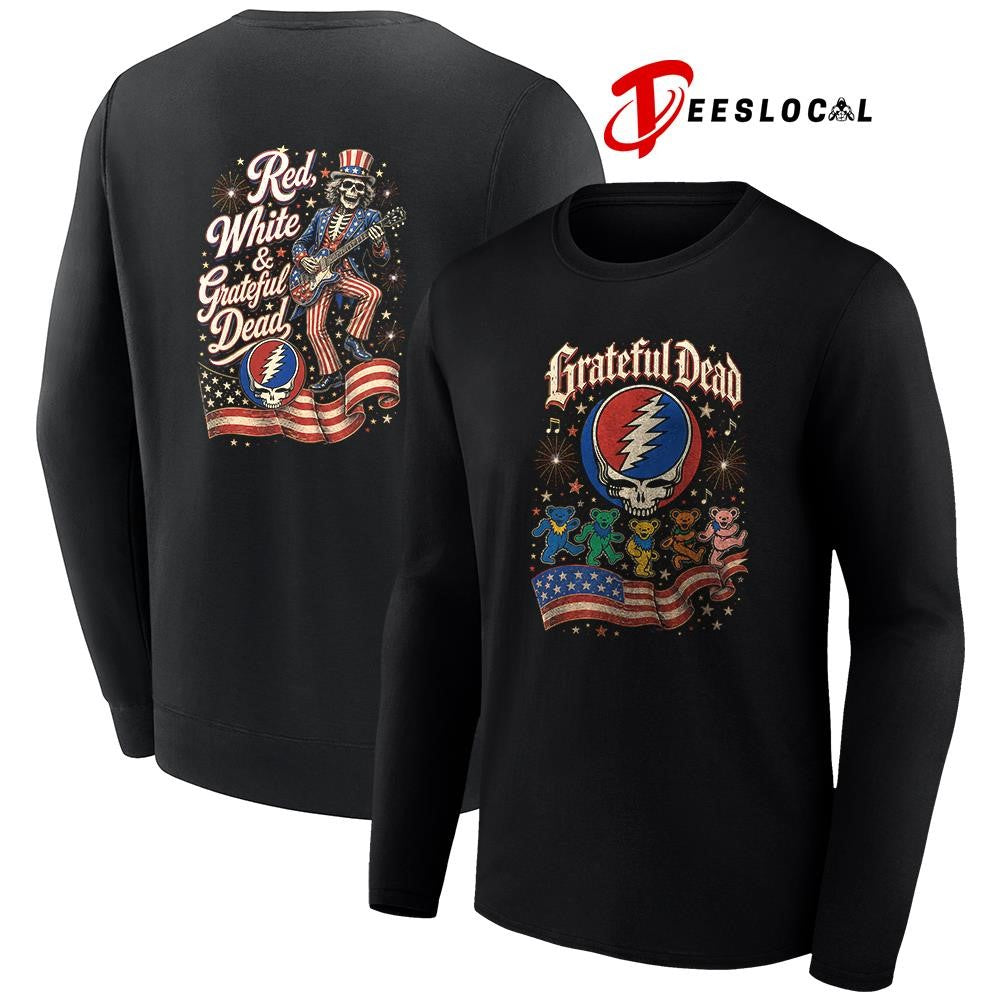 Grateful Dead red white USA flag mascot shirt