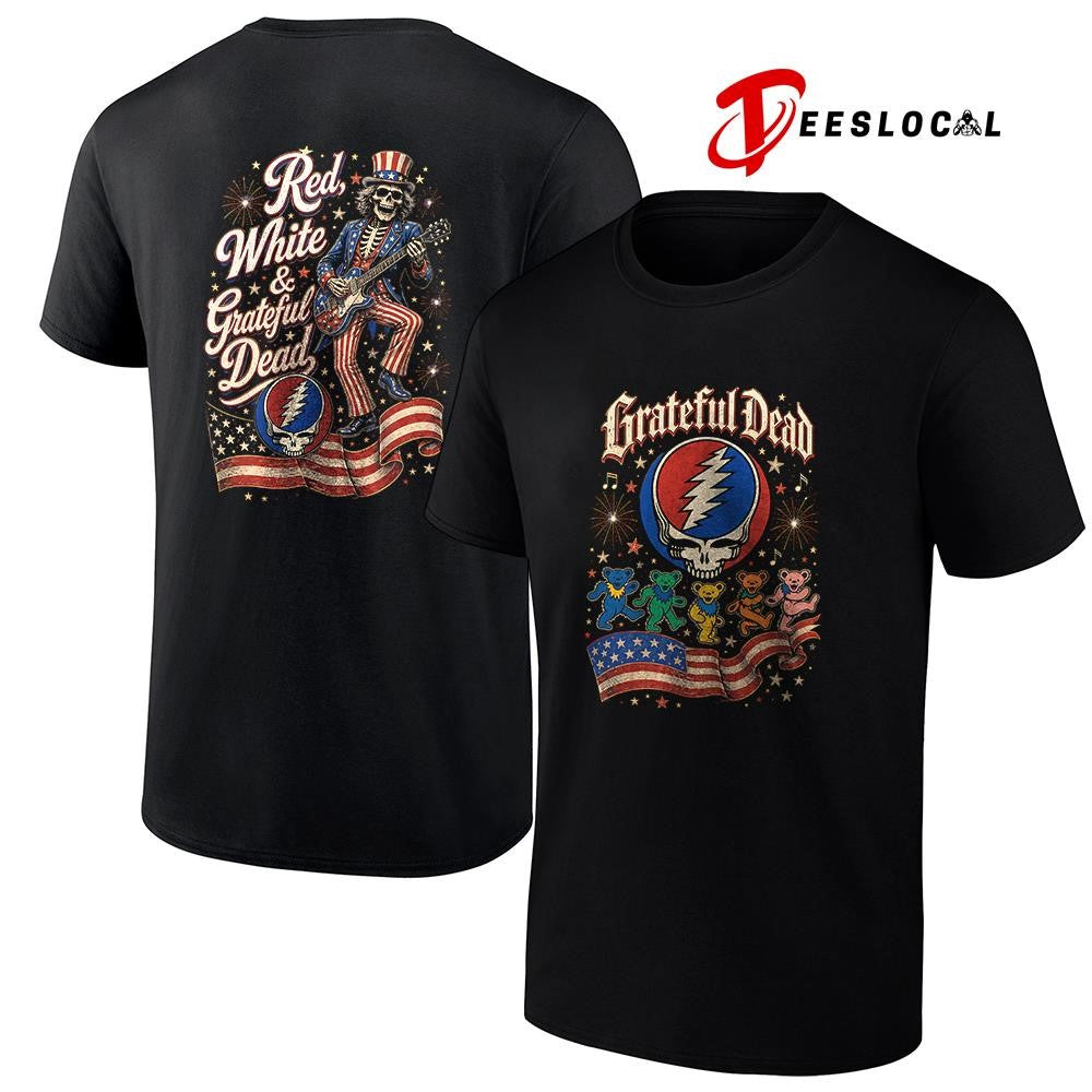 Grateful Dead red white USA flag mascot shirt