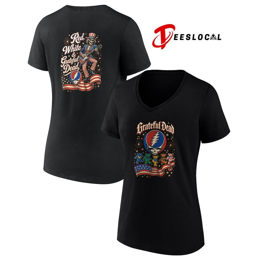 Grateful Dead red white USA flag mascot shirt