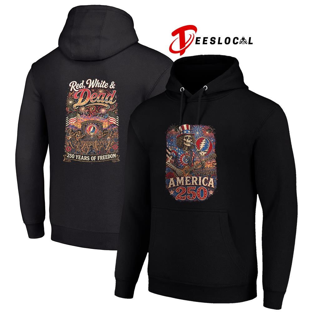 Grateful Dead red white and 250 years of freedom graphic shirt