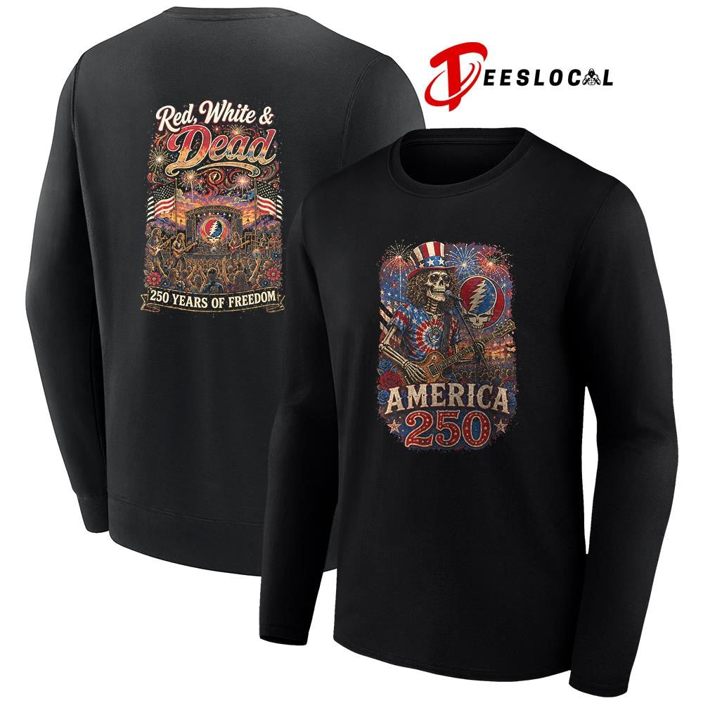 Grateful Dead red white and 250 years of freedom graphic shirt