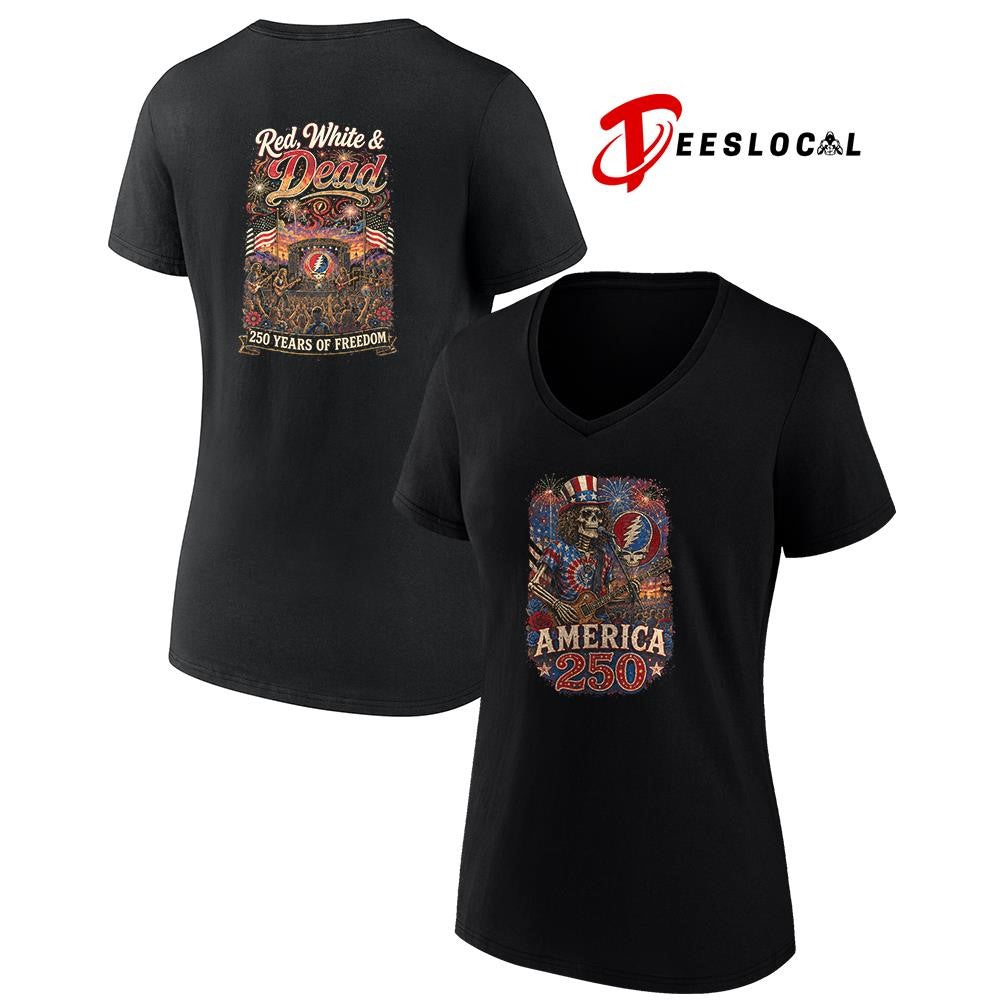 Grateful Dead red white and 250 years of freedom graphic shirt