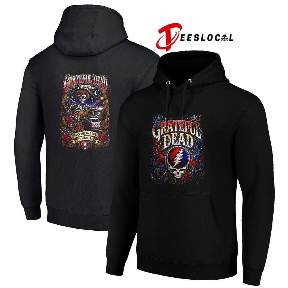 Grateful Dead somewhere on a road to nowhere skeleton graphic shirt