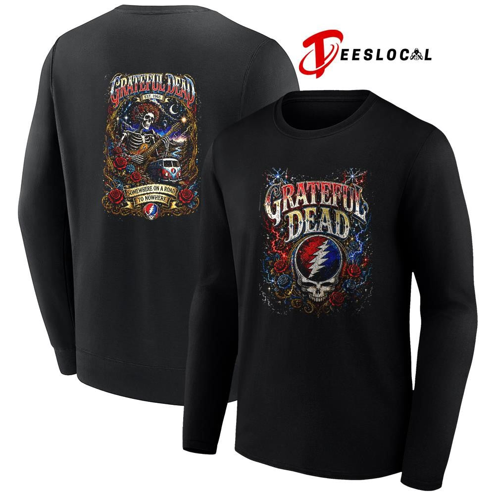 Grateful Dead somewhere on a road to nowhere skeleton graphic shirt