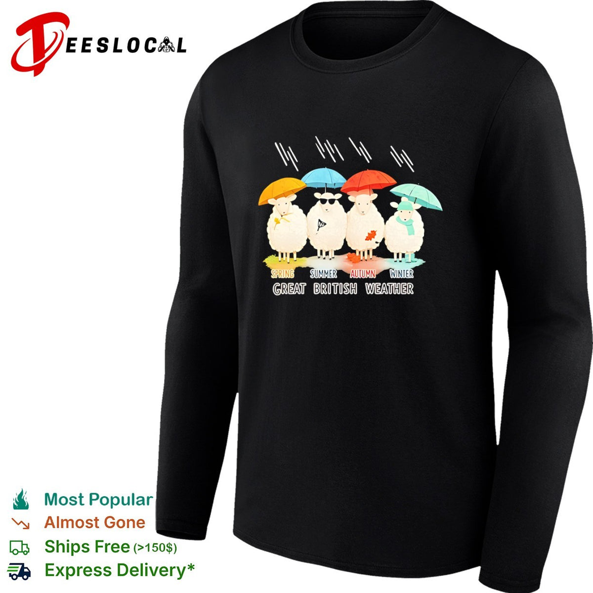 Great British Weather Spring Summer Autumn Winter Sheep shirt
