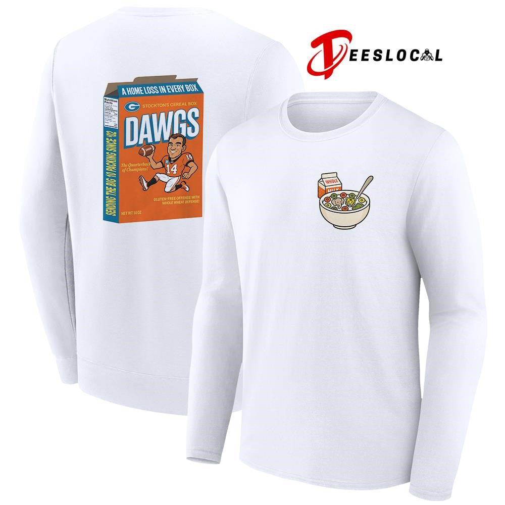 Green Bay Packers Stockton’s cereal box Dawgs a home loss in every box shirt