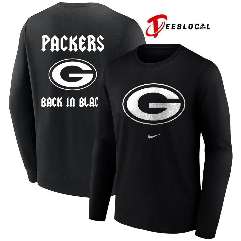 Green Bay Packers back in black logo shirt