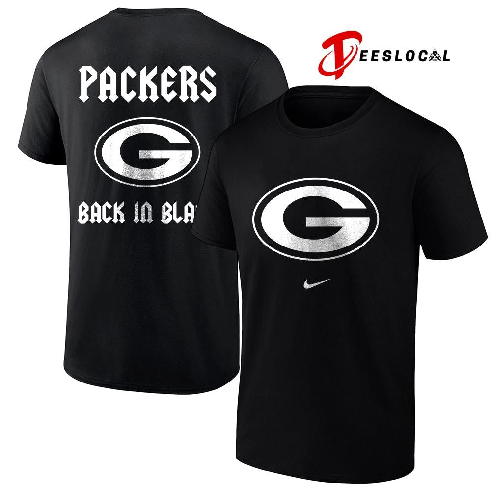 Green Bay Packers back in black logo shirt