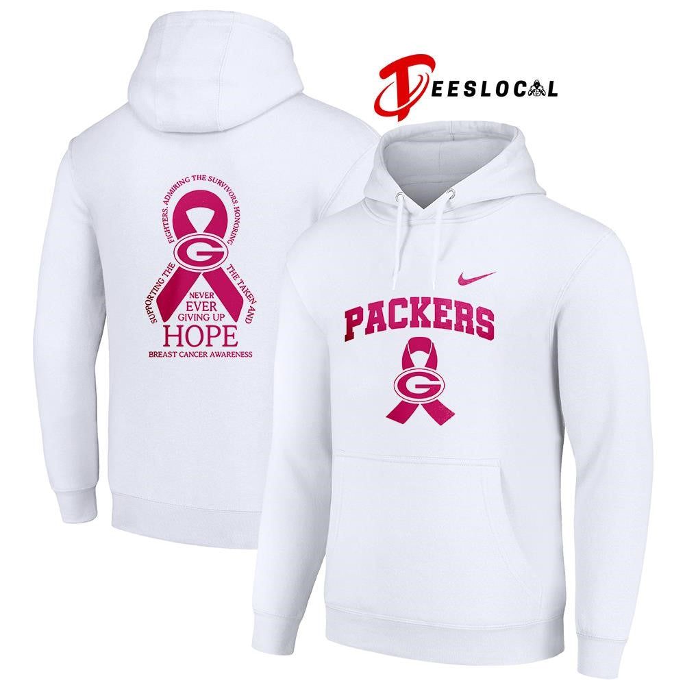 Green Bay Packers never ever giving up hope breast cancer awareness shirt
