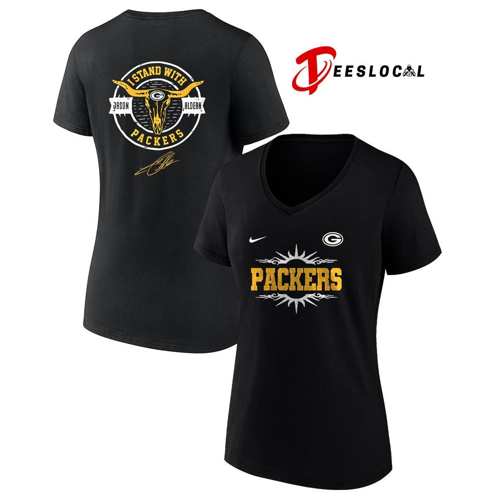 Green Bay Packers x Jason Aldean I stand signature logo shirt