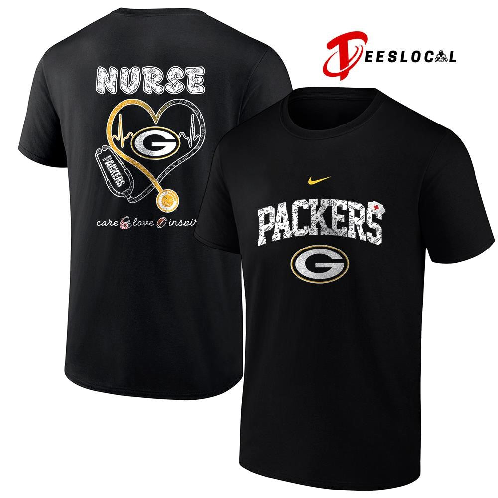Green Bay Packers x Nurse care love inspire logo shirt