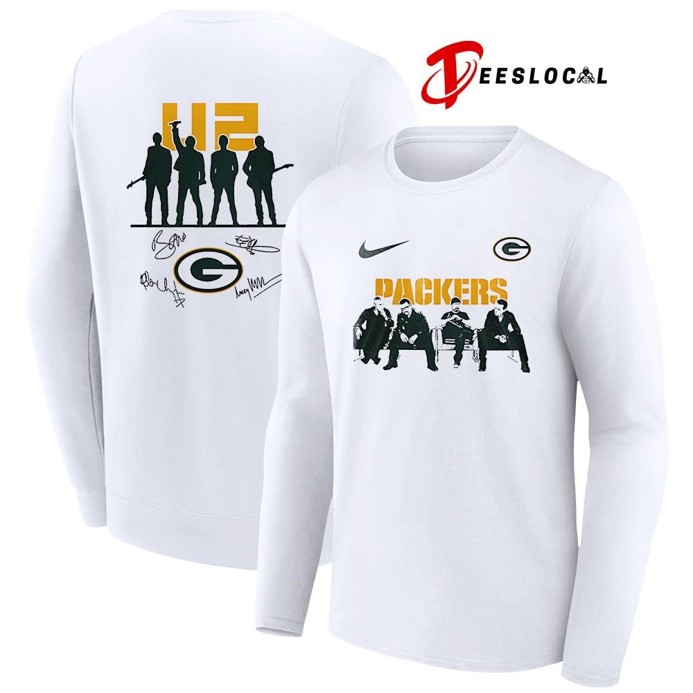 Green Bay Packers x U2 band signature silhouette shirt