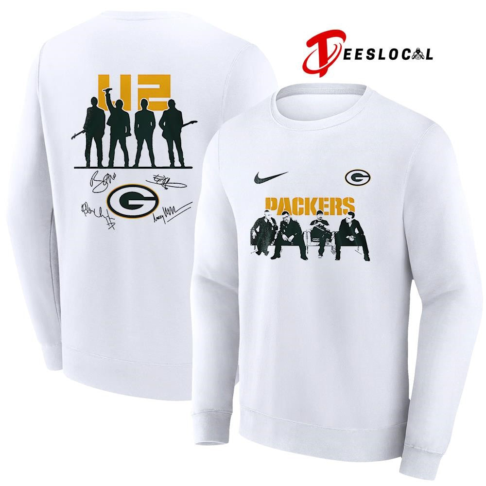 Green Bay Packers x U2 band signature silhouette shirt