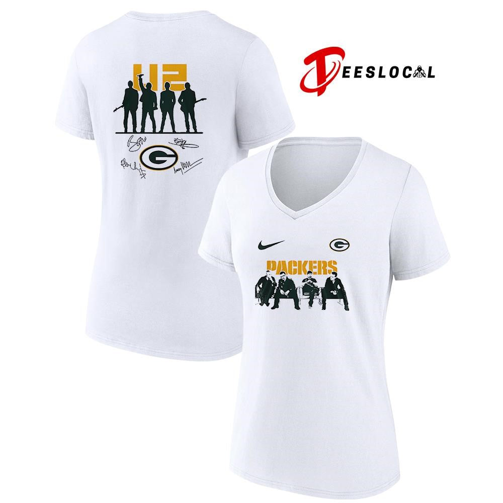 Green Bay Packers x U2 band signature silhouette shirt