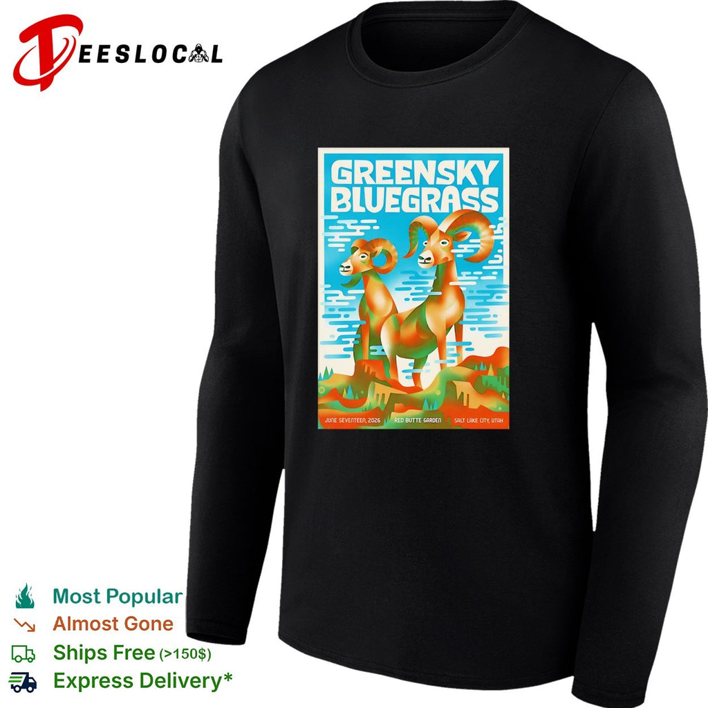 Greensky Bluegrass band concert poster bighorn rams Red Butte Garden Utah graphic shirt