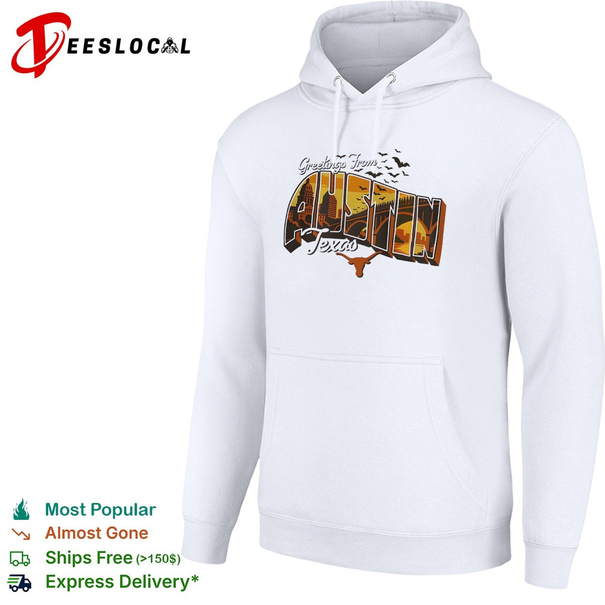 Greetings From Austin Texas Longhorn Silhouette Bats Capitol City Skyline shirt