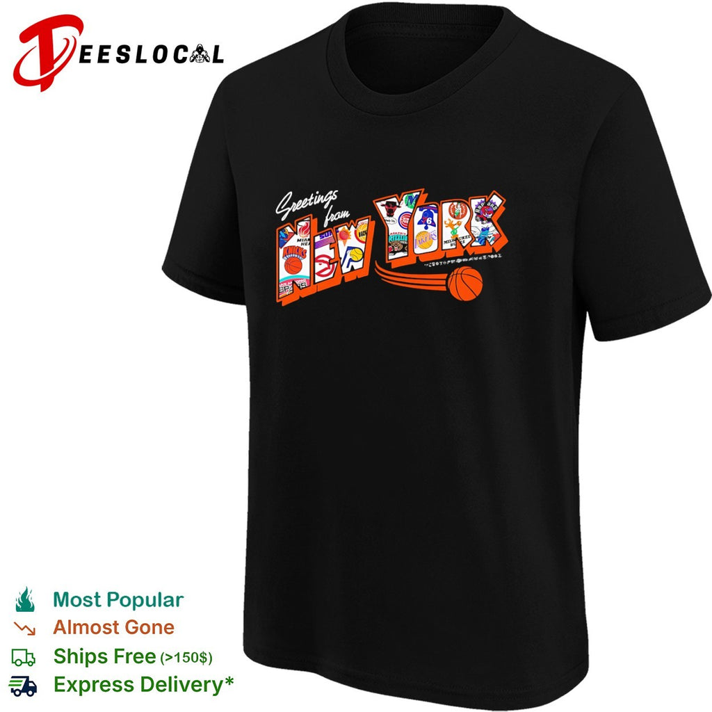 Greetings from New York NBA Teams Collage Basketball shirt