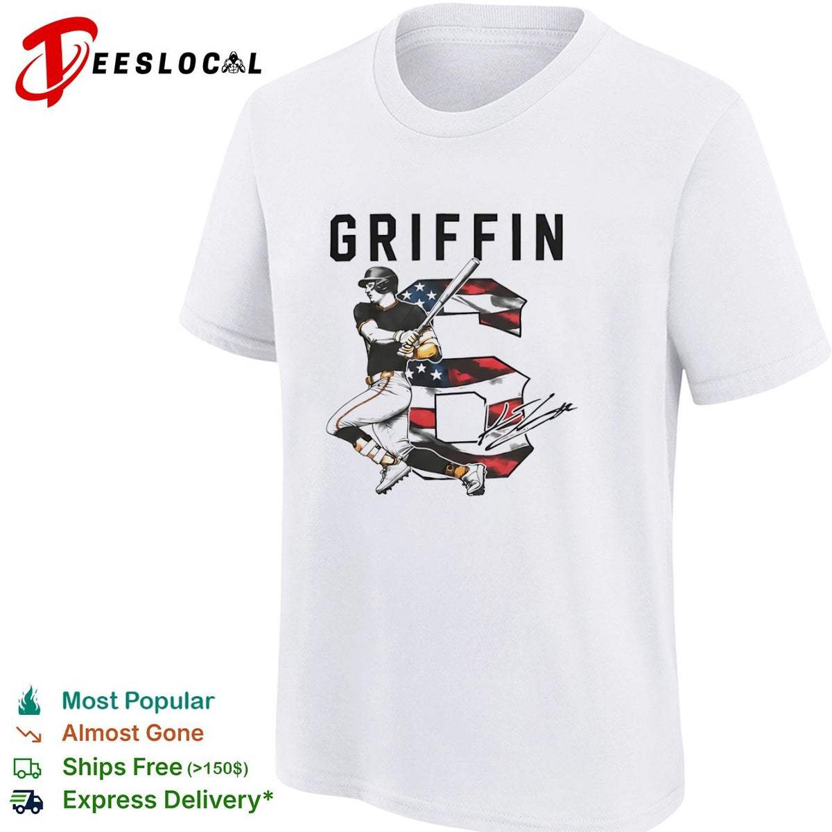 Griffin Tucker Atlanta Braves MLB Player Signature American Flag Baseball shirt