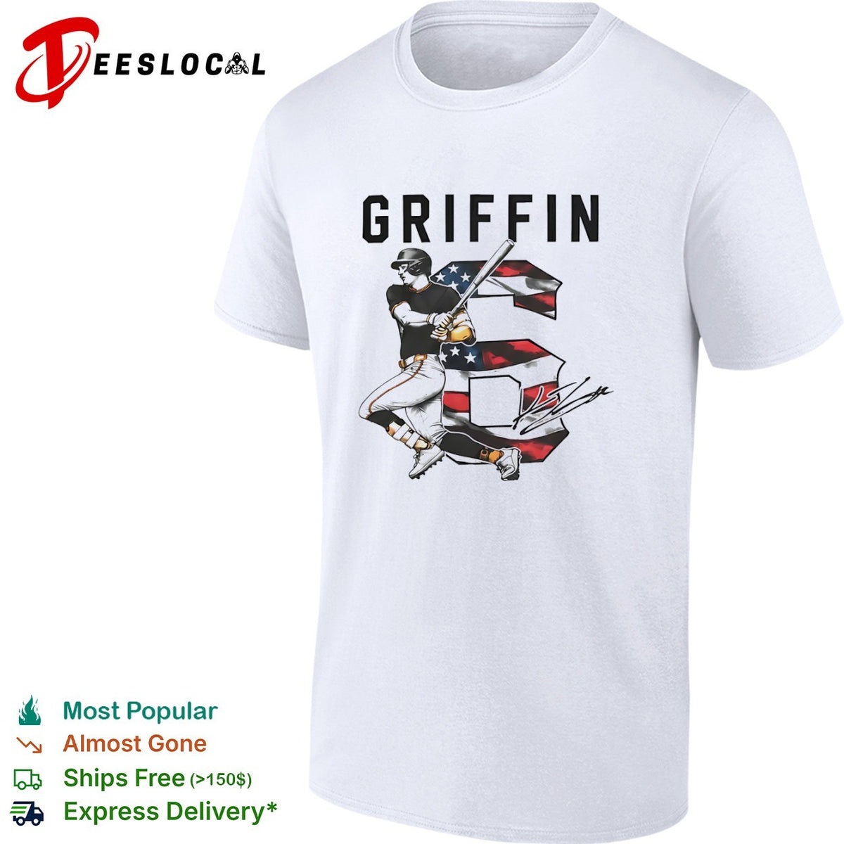 Griffin Tucker Atlanta Braves MLB Player Signature American Flag Baseball shirt
