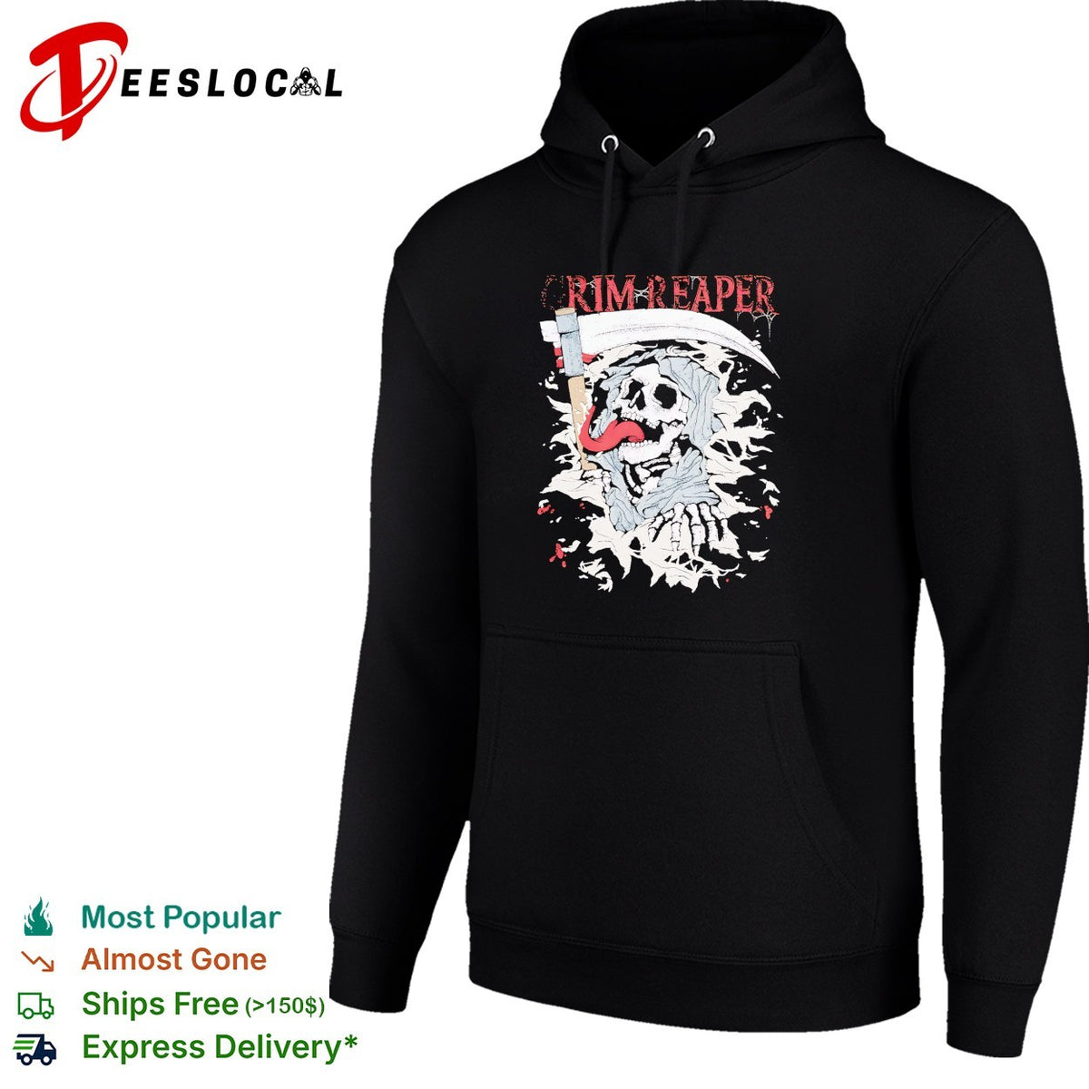 Grim Reaper scythe mascot badge shirt