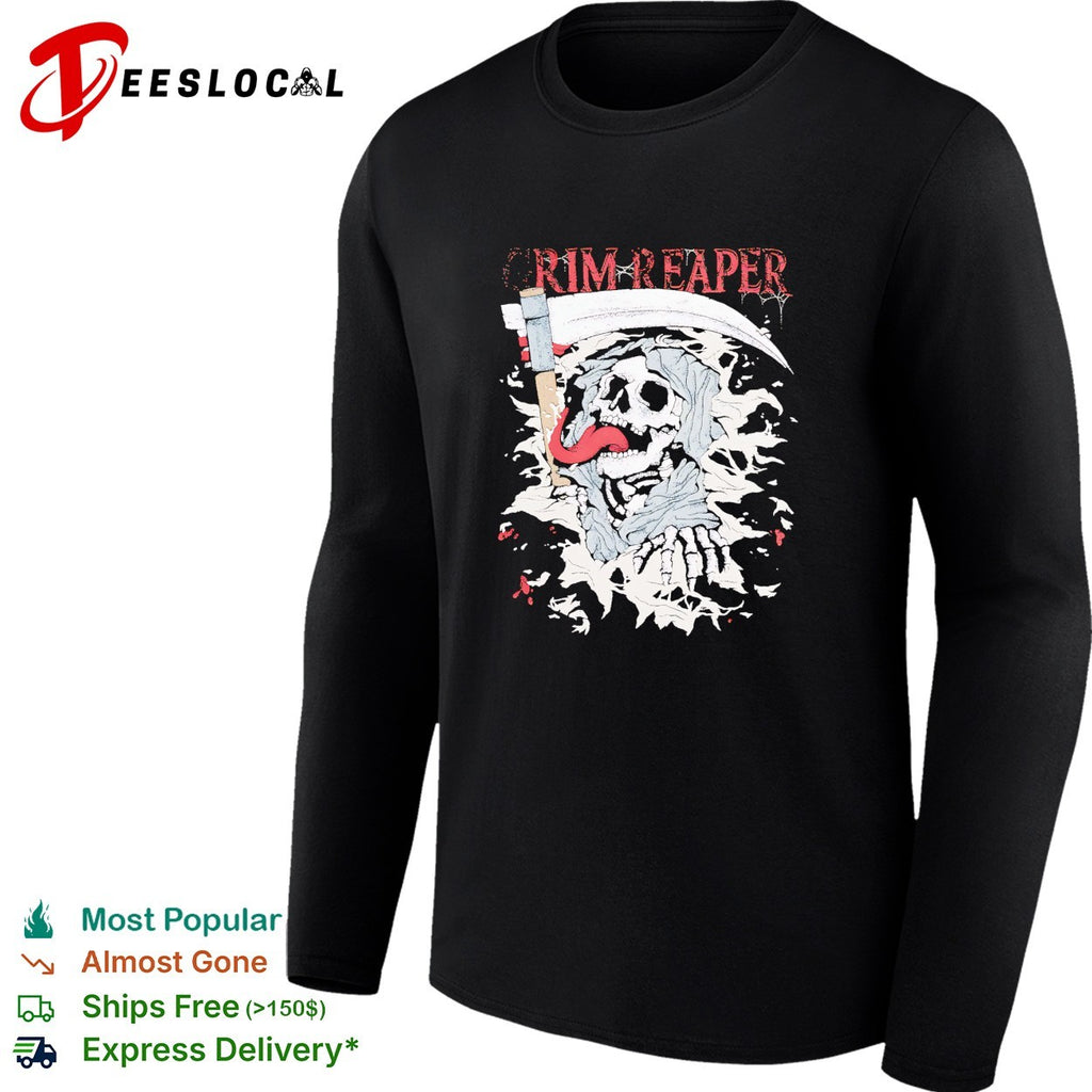 Grim Reaper scythe mascot badge shirt