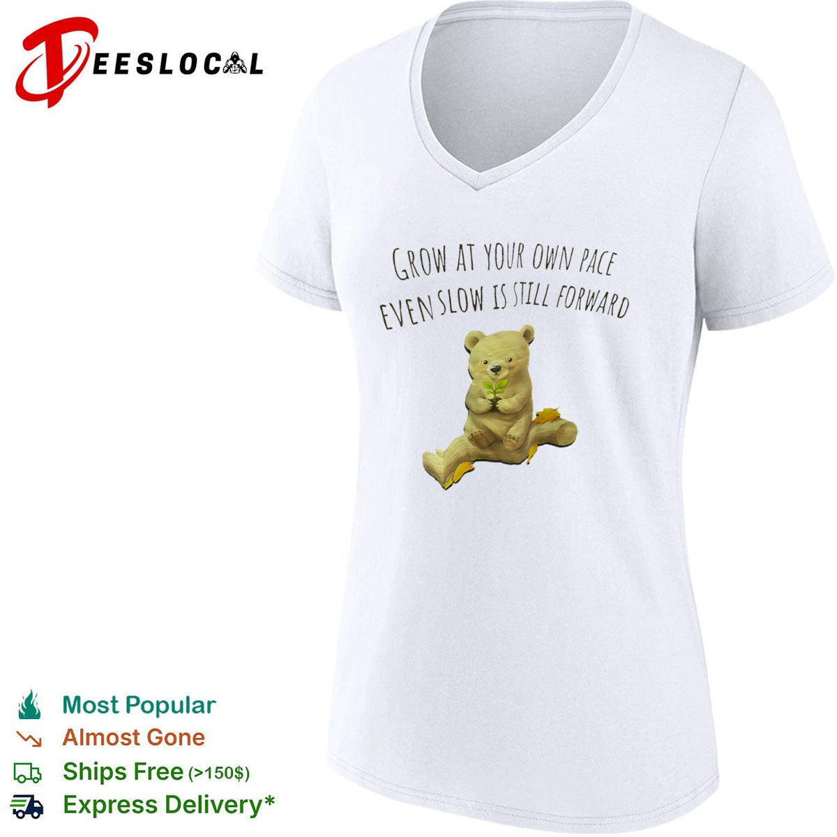 Grow at your own pace even slow is still forward bear holding a plant shirt
