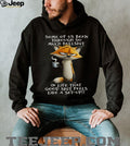 Grumpy Fox Drinking Coffee Life Quote Funny Cartoon Animal T Shirt
