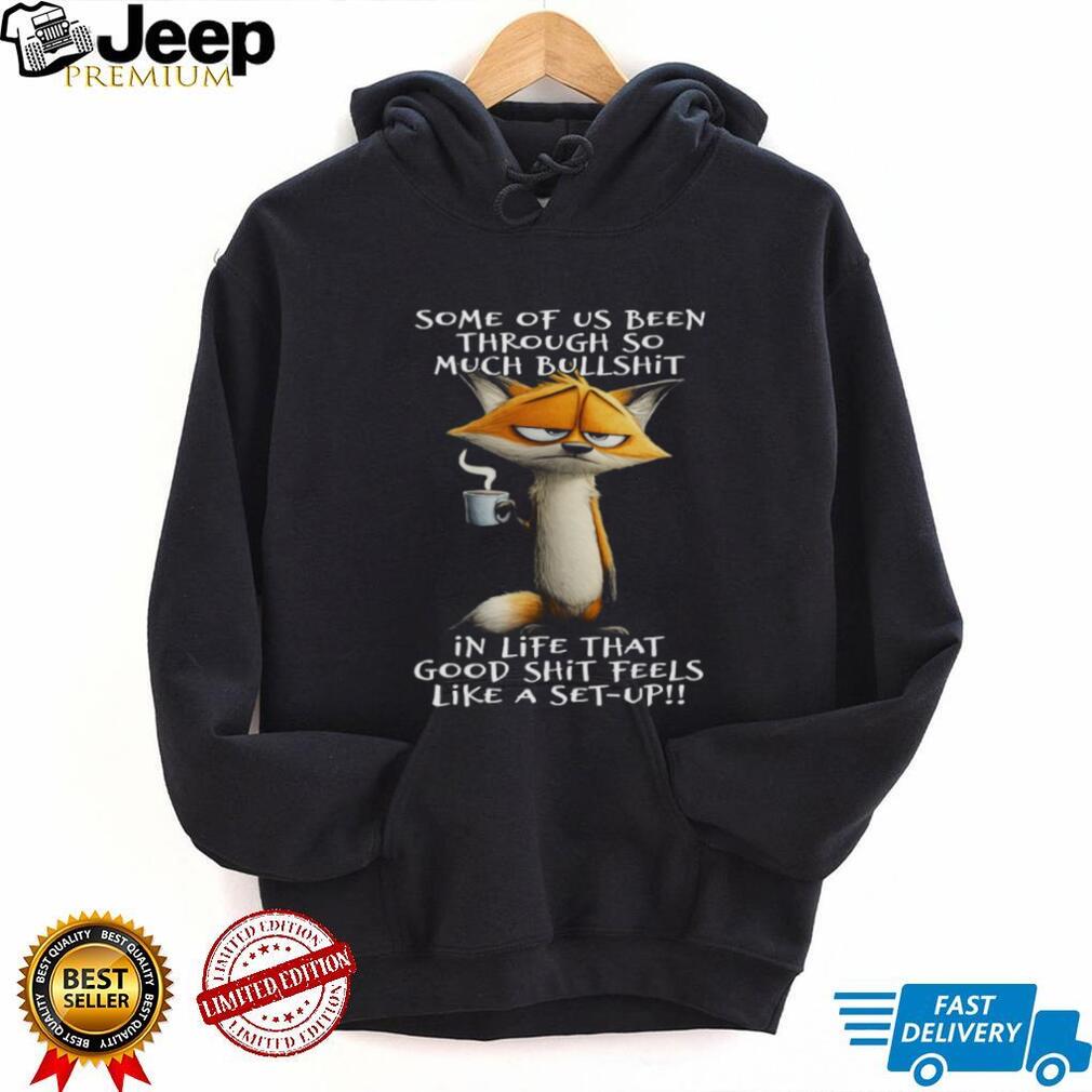 Grumpy Fox Drinking Coffee Life Quote Funny Cartoon Animal T Shirt