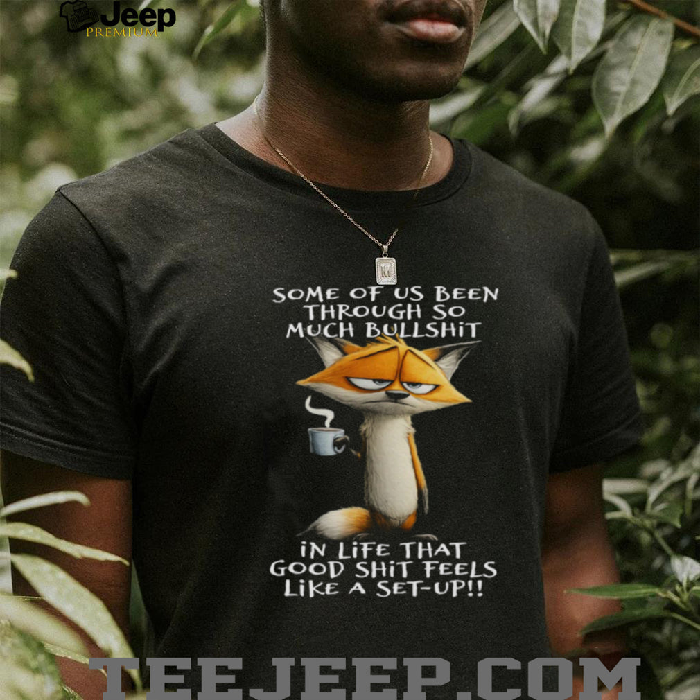 Grumpy Fox Drinking Coffee Life Quote Funny Cartoon Animal T Shirt
