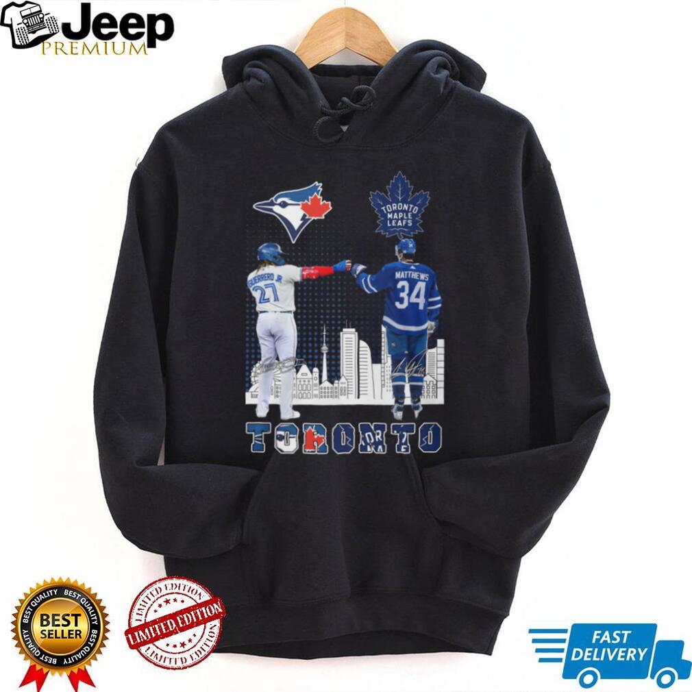 Guerrero Jr and Matthews Toronto Blue Jays Maple Leafs Fist Bump T Shirt