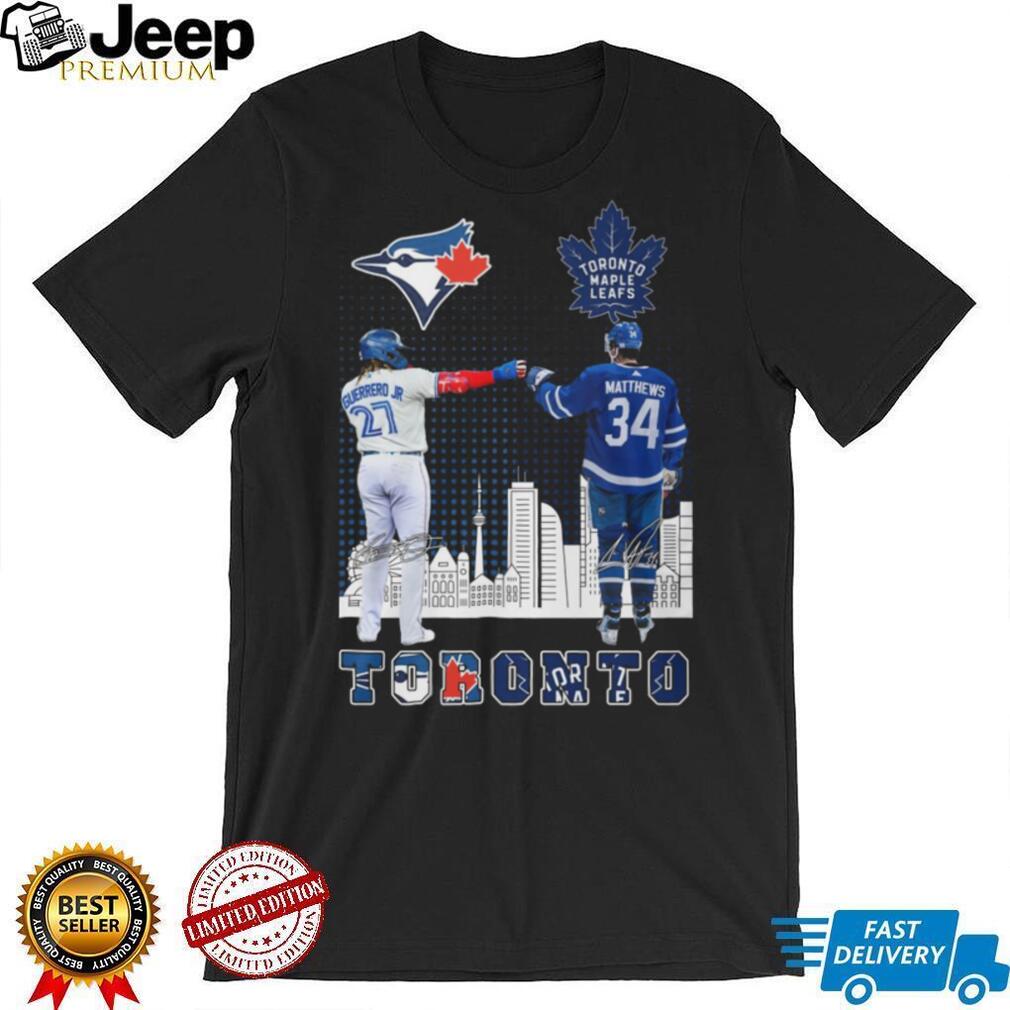 Guerrero Jr and Matthews Toronto Blue Jays Maple Leafs Fist Bump T Shirt