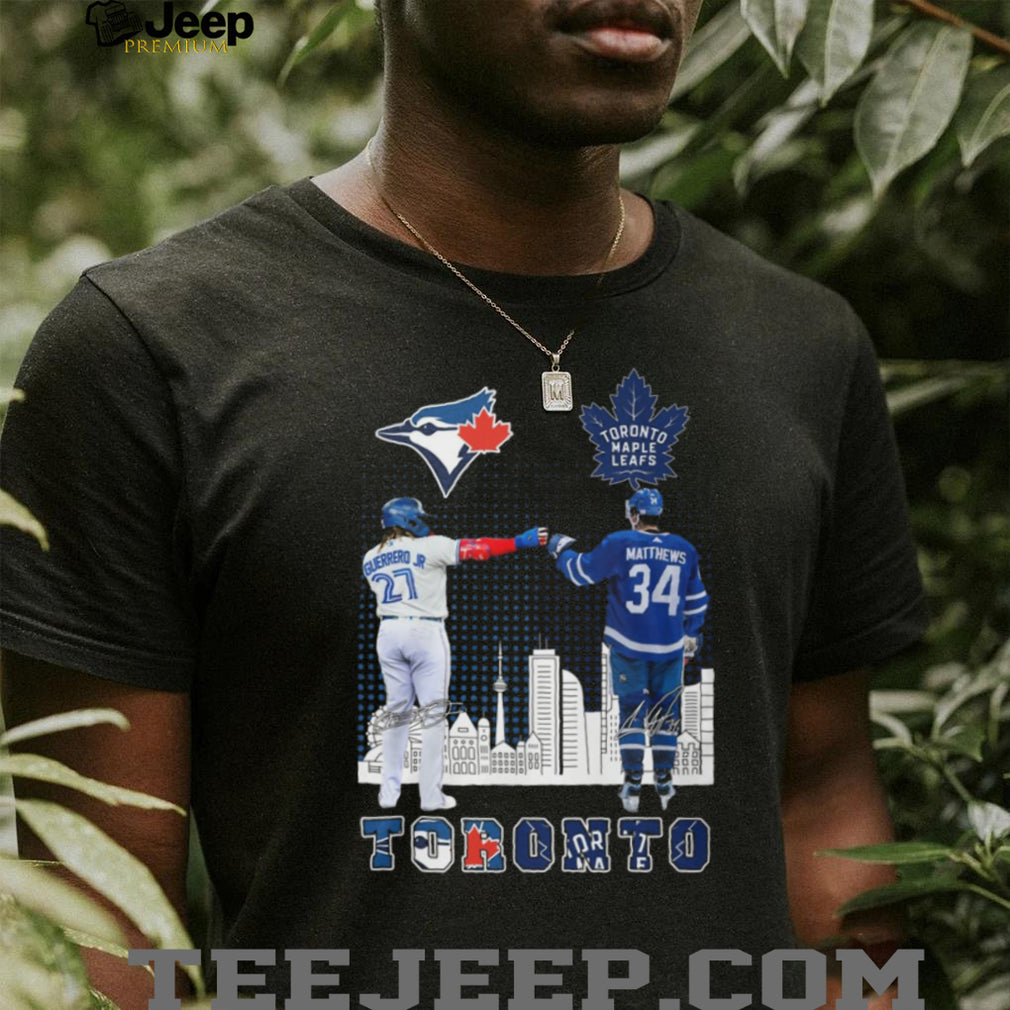 Guerrero Jr and Matthews Toronto Blue Jays Maple Leafs Fist Bump T Shirt