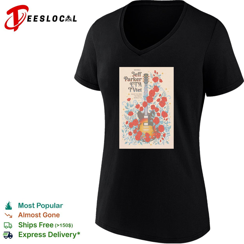Guitar roses botanical folk concert framed poster art shirt