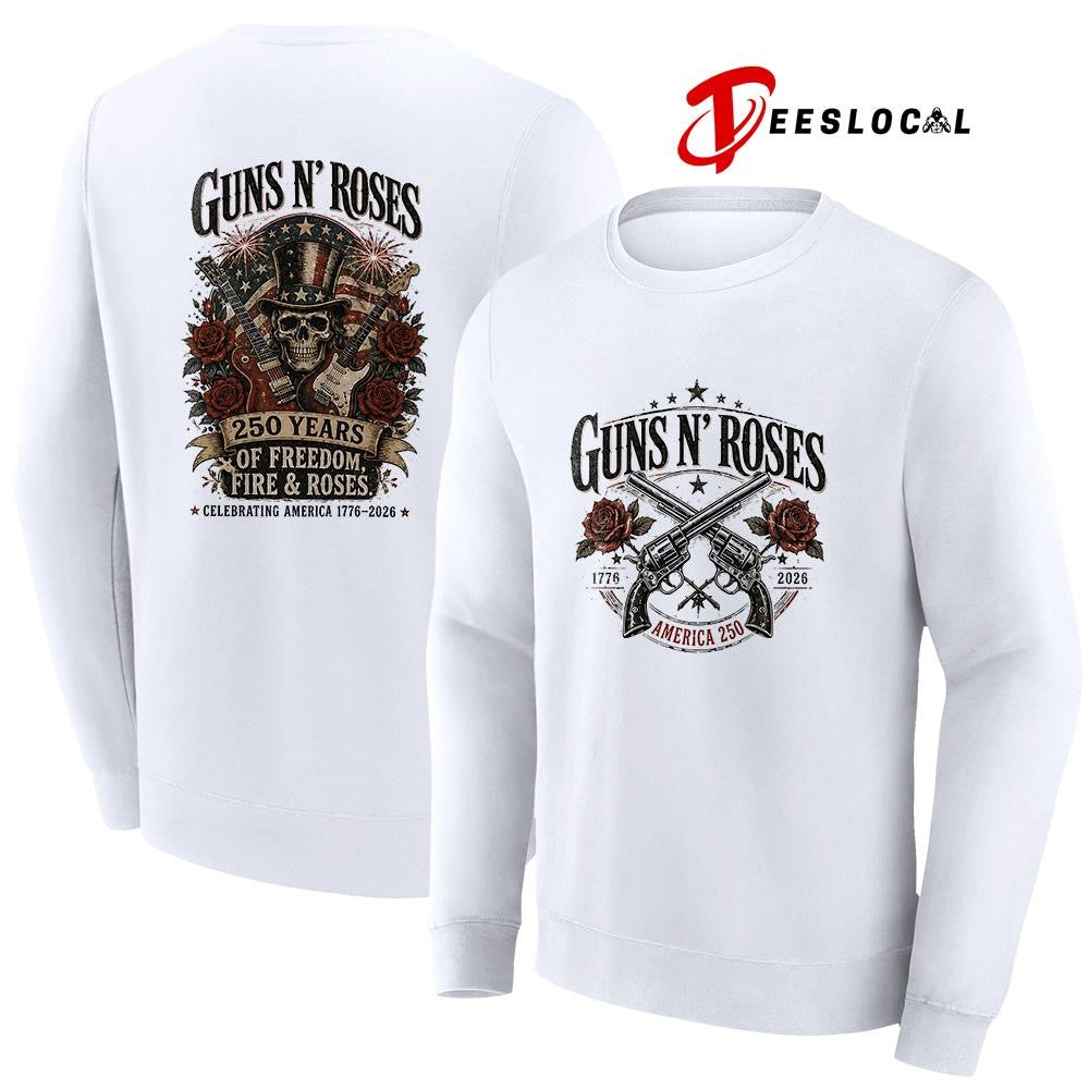 Gun ‘N Roses 250 years of freedom fire and roses graphic shirt