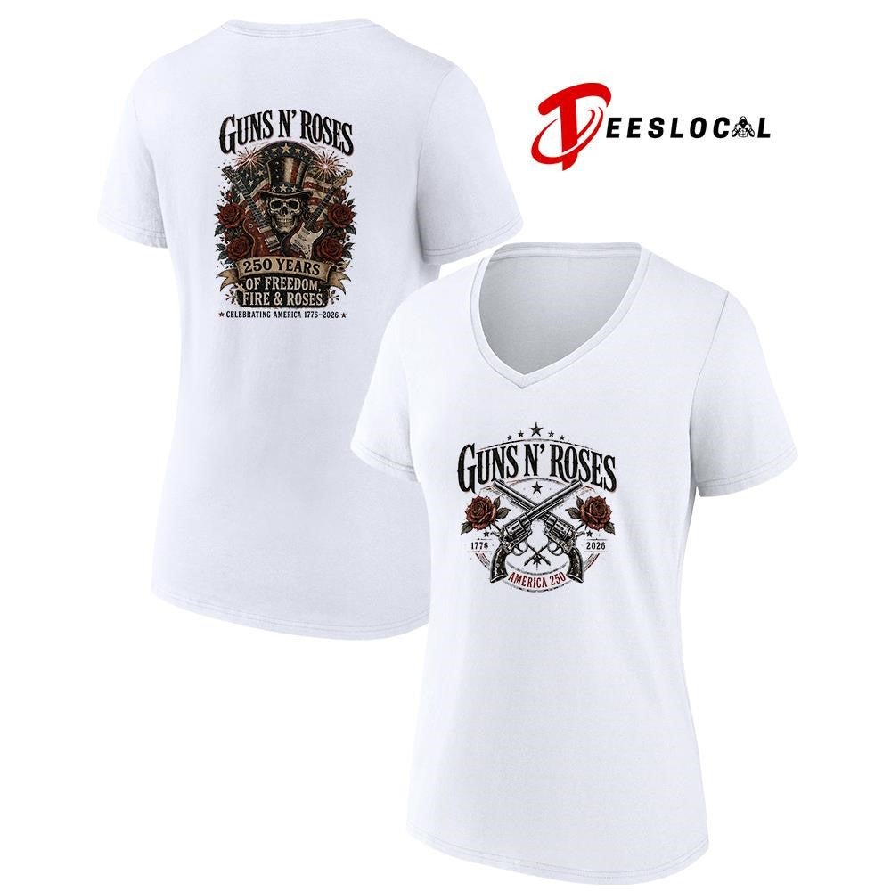 Gun ‘N Roses 250 years of freedom fire and roses graphic shirt