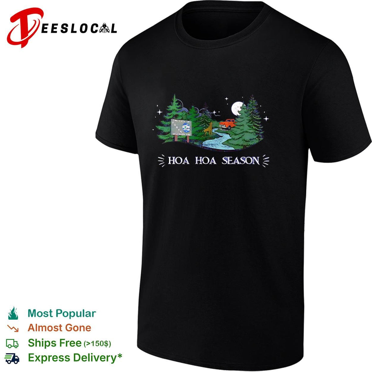 HOA season forest truck moon deer stream night scenic shirt
