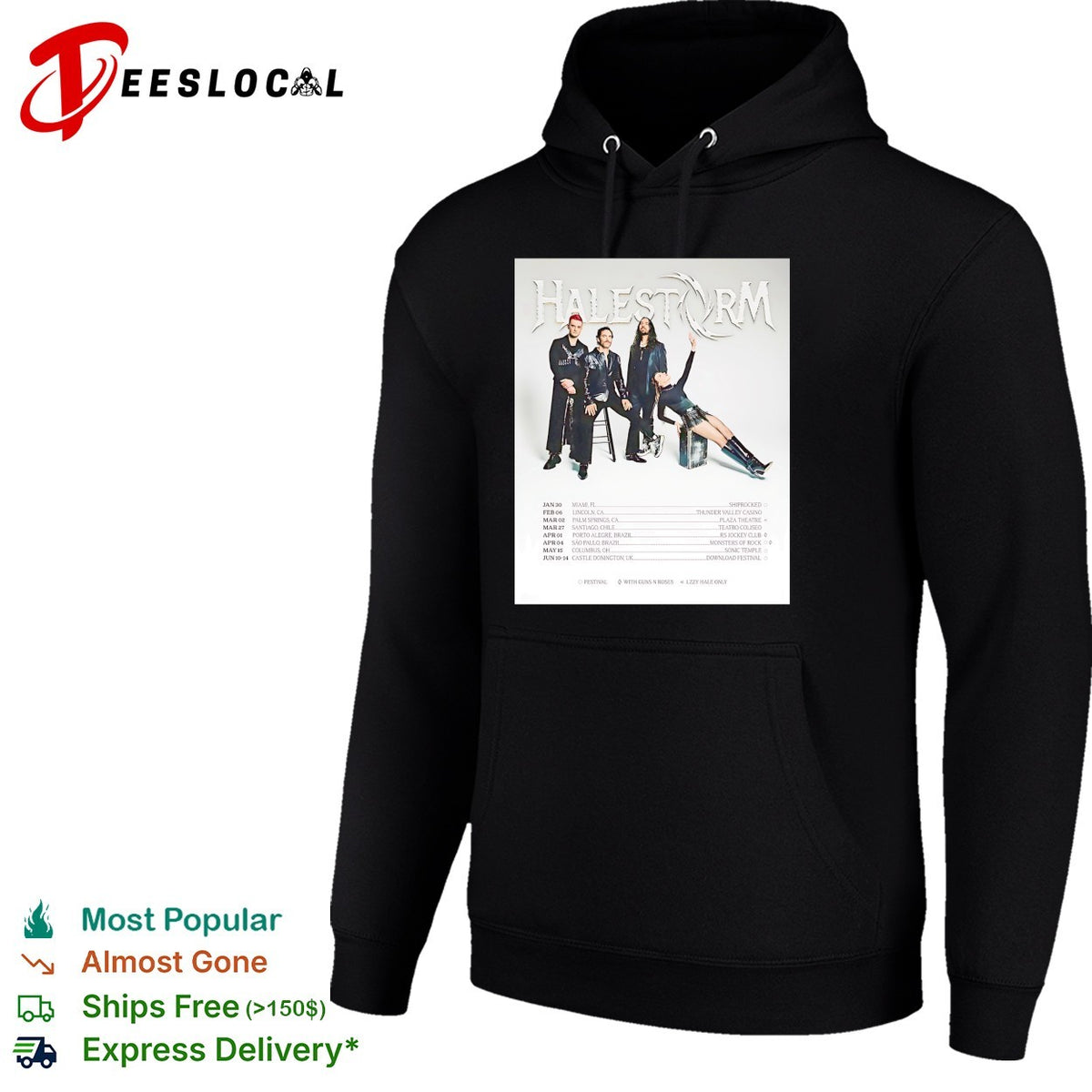 Halestorm tour dates 2025 Lzzy Hale Arejay Hale Joe Hottinger Josh Smith shirt
