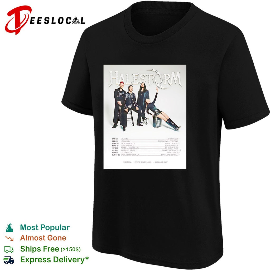 Halestorm tour dates 2025 Lzzy Hale Arejay Hale Joe Hottinger Josh Smith shirt