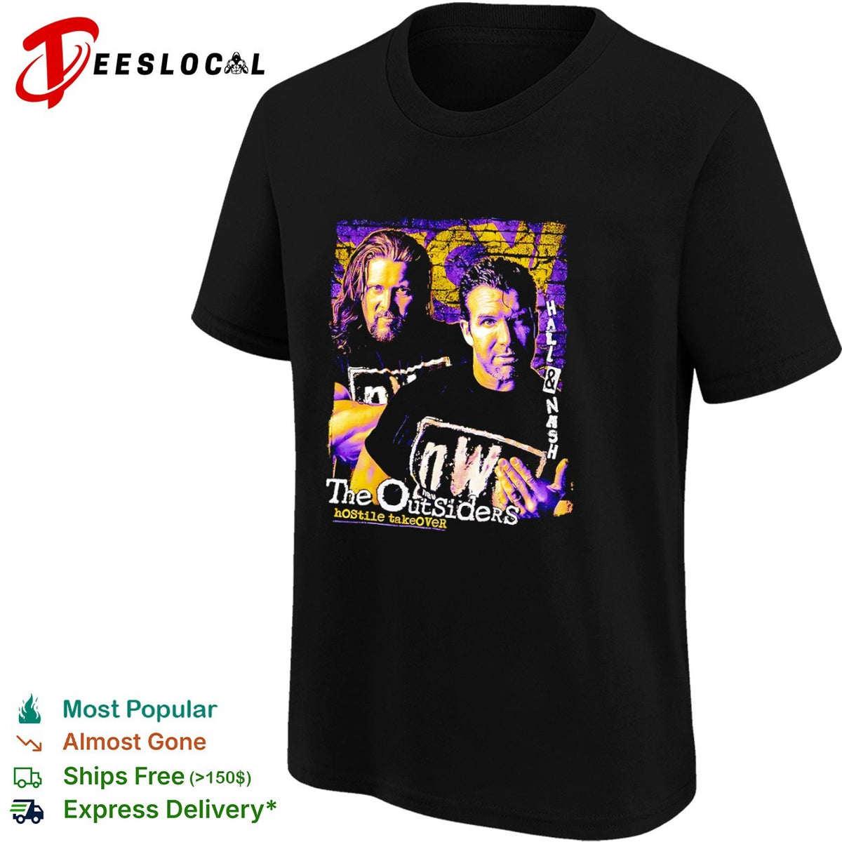 Hall Nash The Outsiders nWo hostile takeover wrestlers portrait shirt