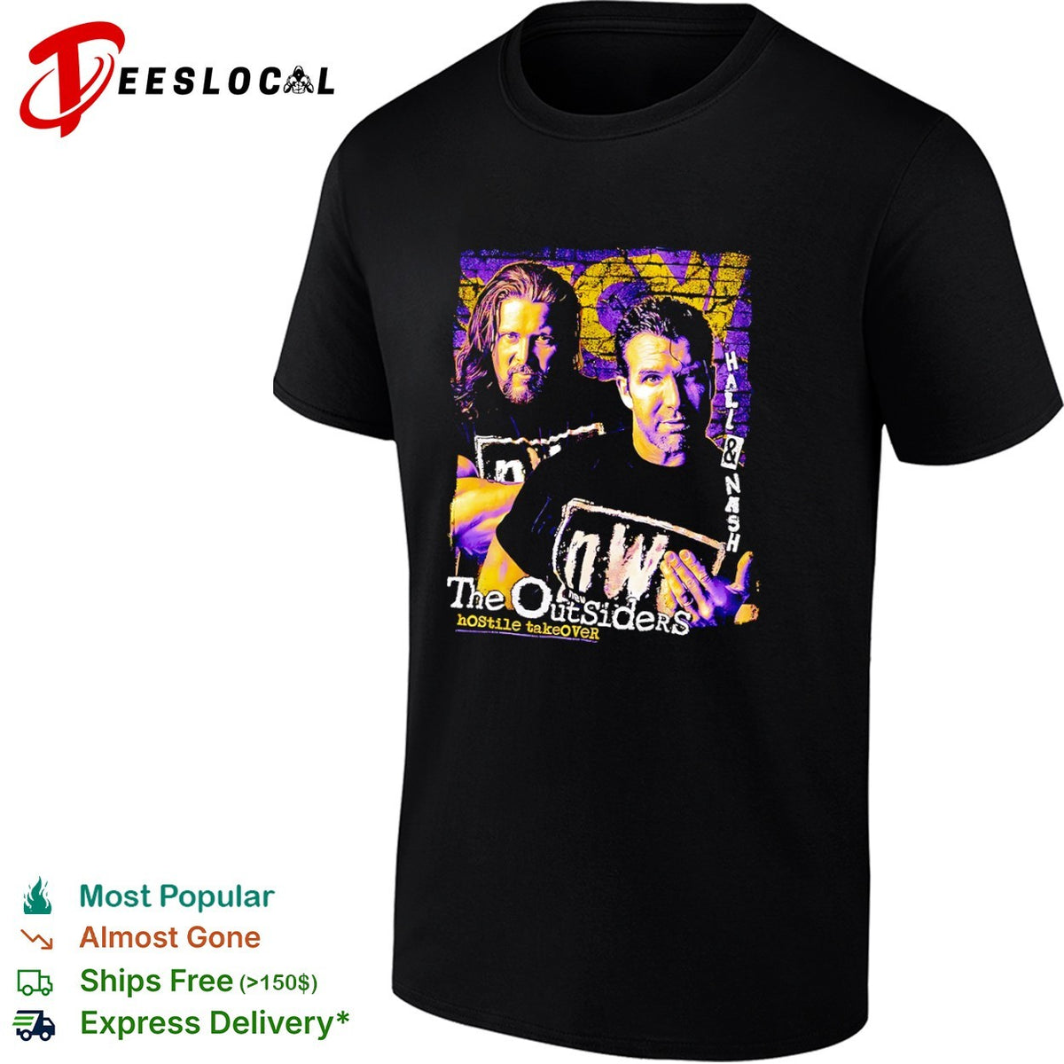 Hall Nash The Outsiders nWo hostile takeover wrestlers portrait shirt