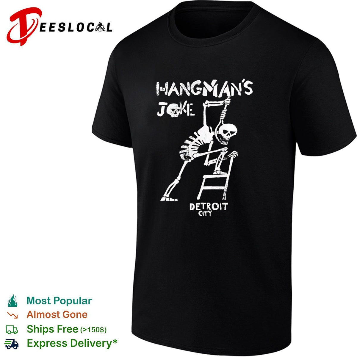 Hangmans Joke Detroit City hanging skeleton shirt