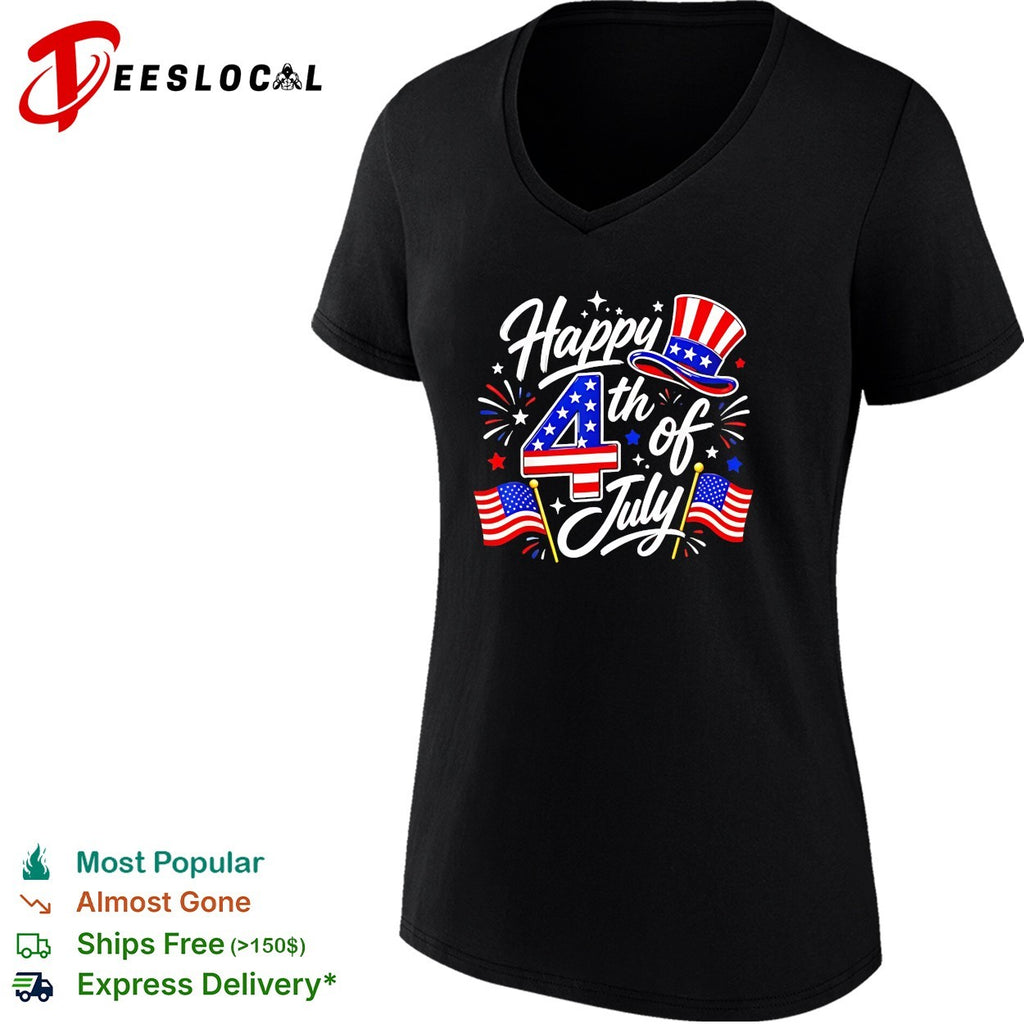 Happy 4th of July Uncle Sam Hat American Flag Fireworks Independence Day shirt