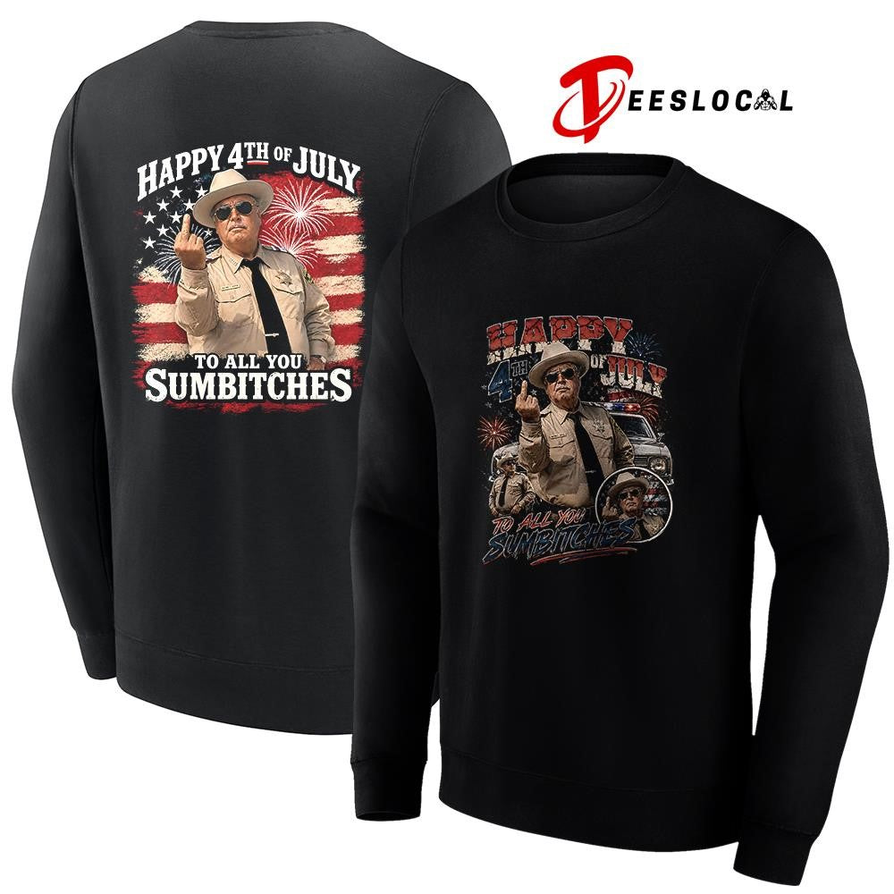 Happy 4th of July to all you sumbitches middle finger graphic shirt