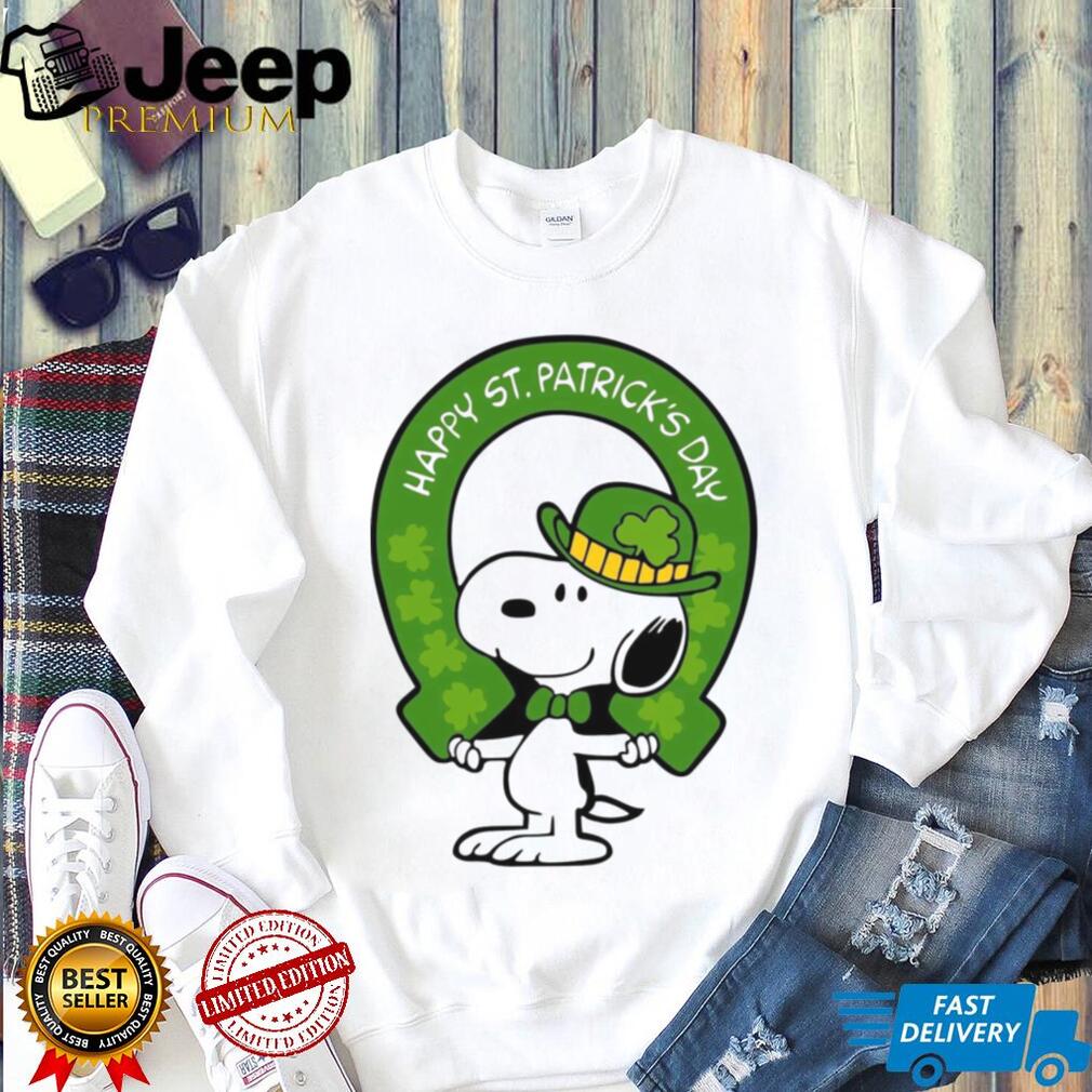 Happy St. Patrick’s Day Lucky Dog with Green T Shirt and Horseshoe