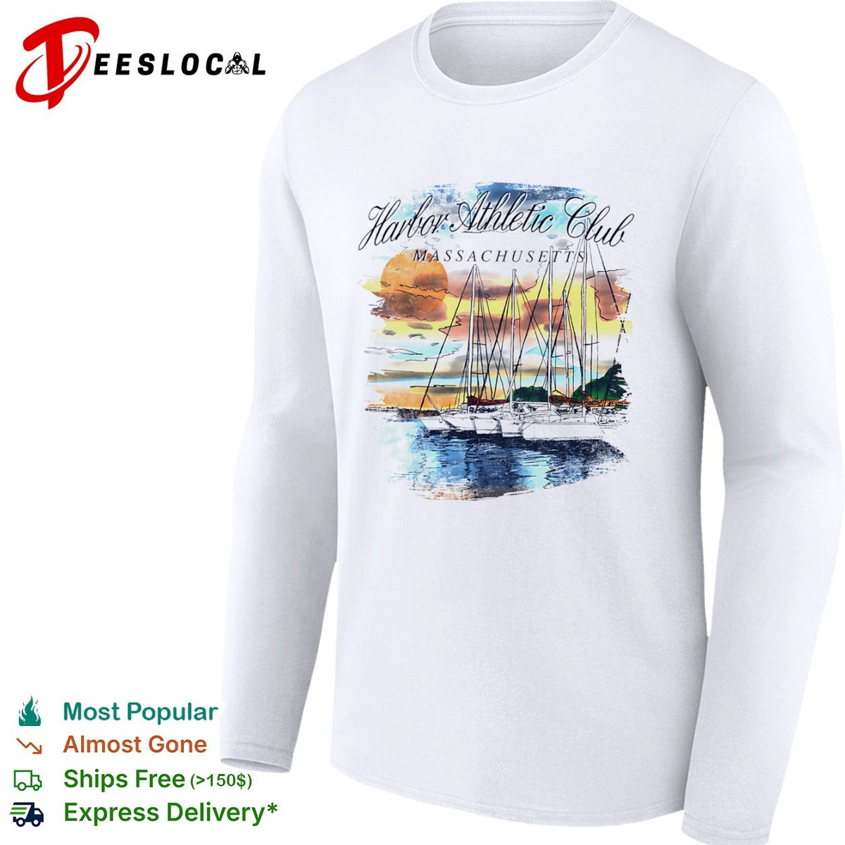 Harbor Athletic Club Massachusetts nautical sailboat sunset summer shirt