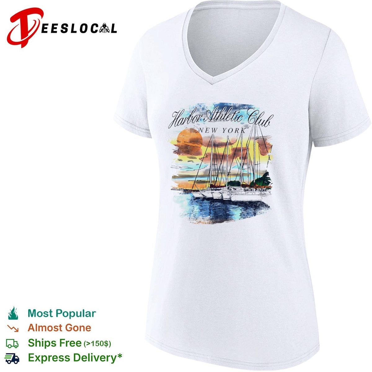Harbor Athletic Club New York sailboats at sunset nautical coastal travel shirt
