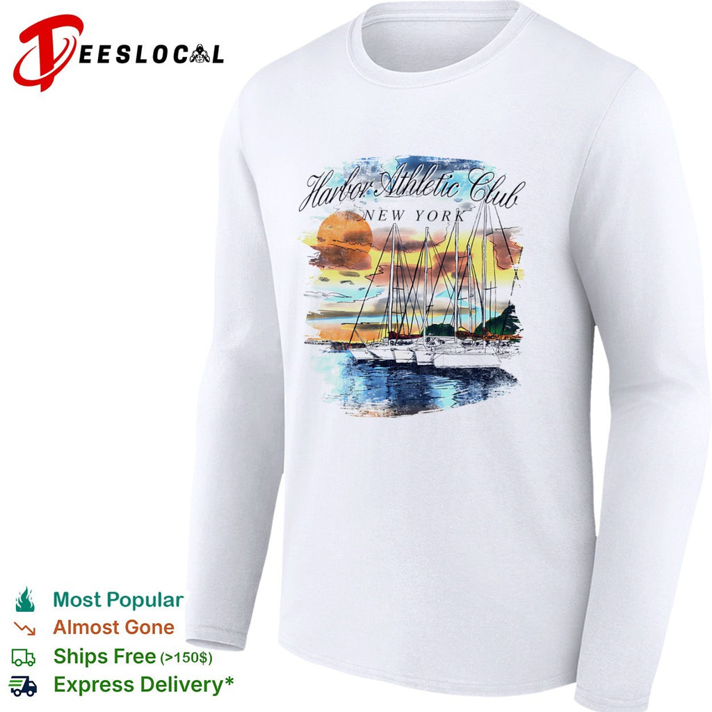 Harbor Athletic Club New York sailboats at sunset nautical coastal travel shirt